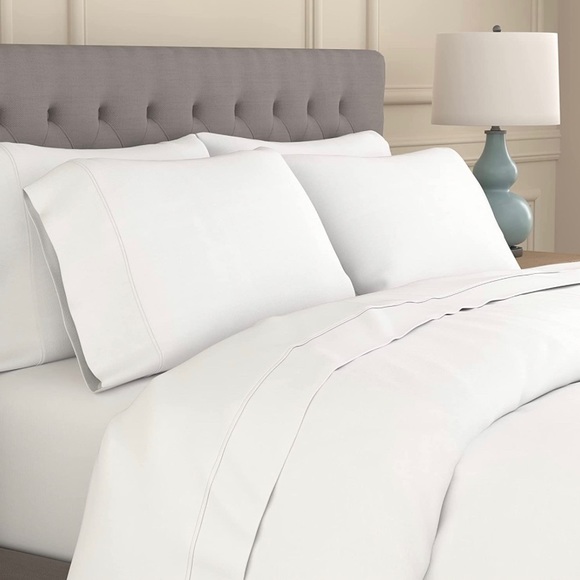 Sealy Signature - 300 Thread Count Clean Performance Solid Sheet Set, White Twin - Picture 1 of 7